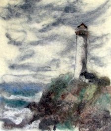 felted lighthouse scene